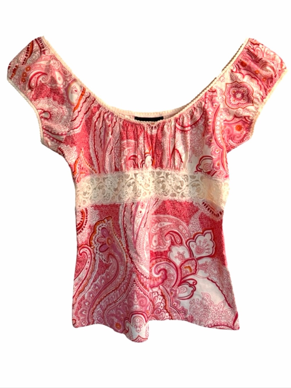 Vintage Lace Y2K Express Paisley On/Off Shoulder Cami Top